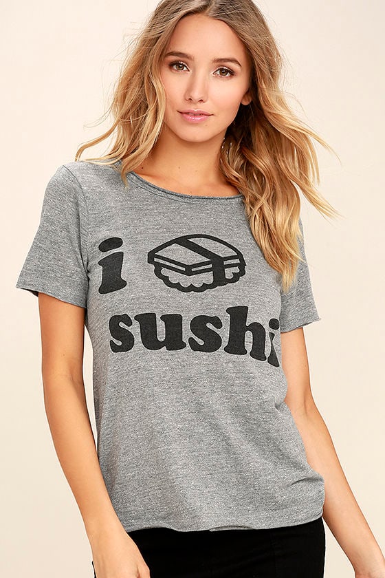 Chaser I Love Sushi Heather Grey Tee