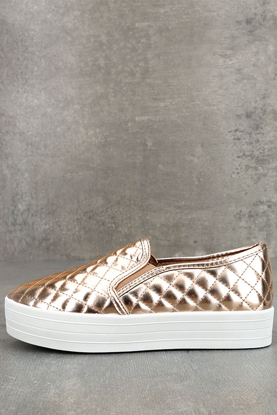 rose gold slip on sneakers womens