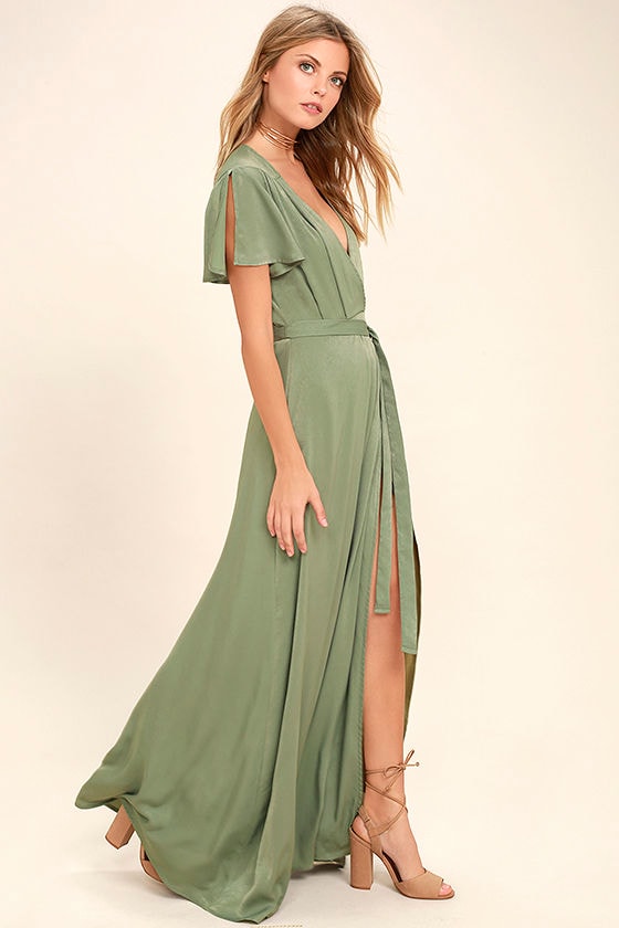 City of Stars Sage Green Maxi Dress 2