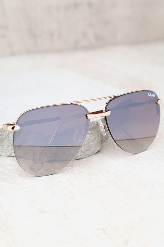 Quay The Playa Sunglasses Brown and Gold Sunglasses Mirrored Aviators 60.00 Lulus