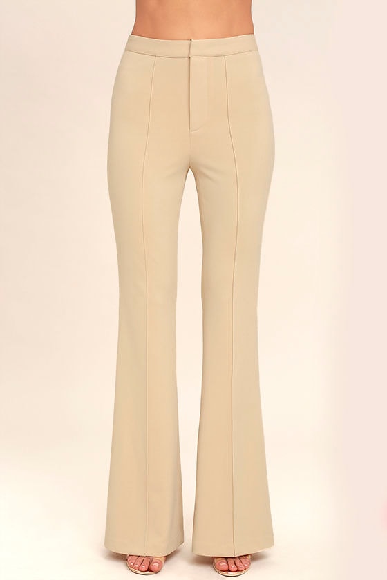 beige flare pants
