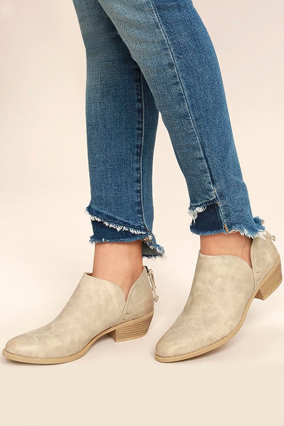 Stands Apart Stone Grey Nubuck Ankle Booties