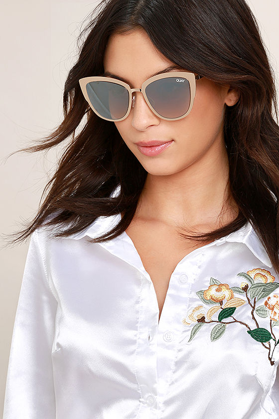 Quay Super Girl Silver and Gold Mirrored Cat-Eye Sunglasses