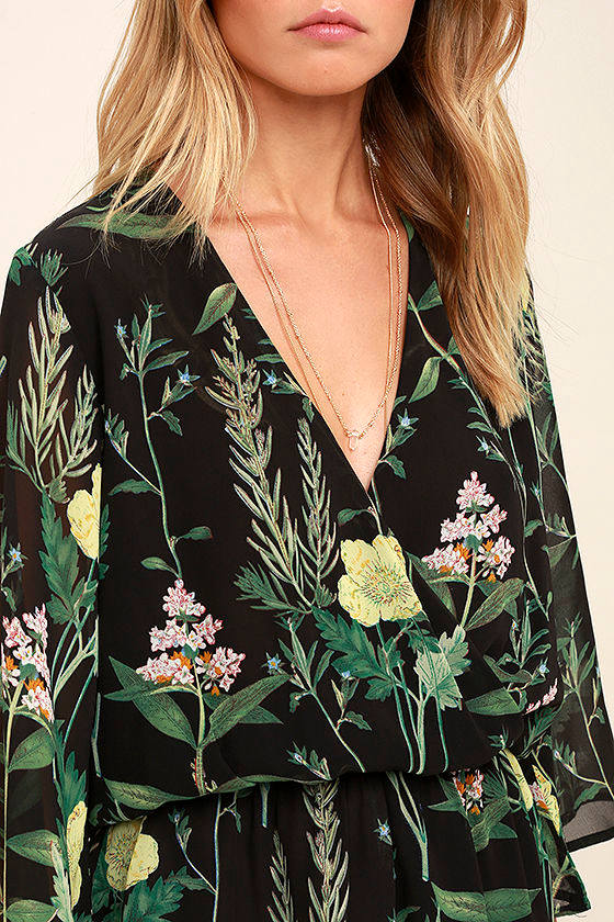 Gisora Tied Back Lace Trim Romper Floral Mint main image 1