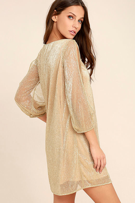 gold long sleeve gown