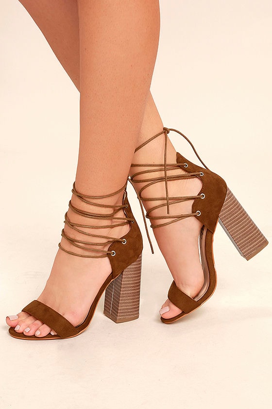 Chic Camel Heels - Lace-Up Heels - Vegan Suede Heels - $41.00 - Lulus