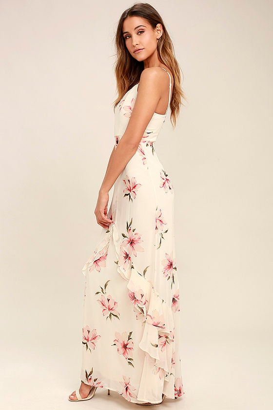 Bring the Rain Cream Floral Print Maxi Dress 2