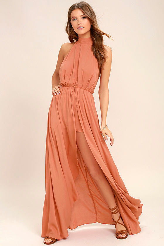 Secret Hideaway Terra Cotta Halter Romper 1