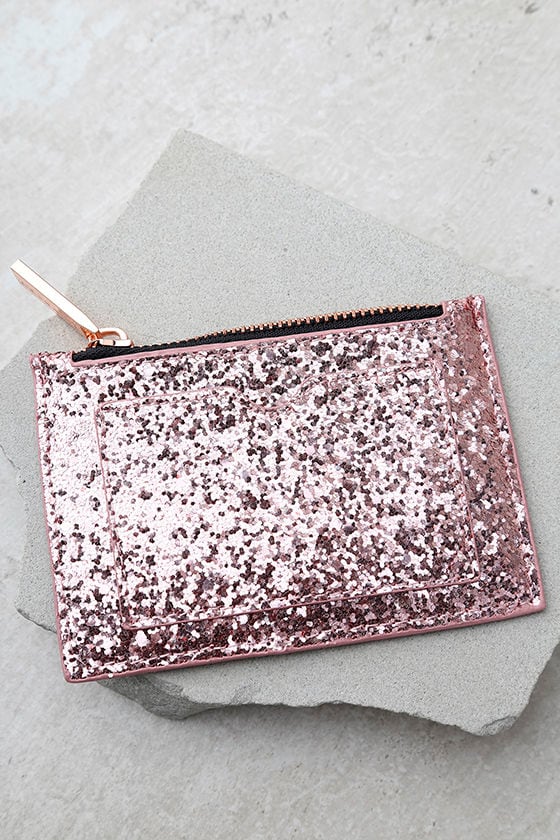 rose gold sparkle purse