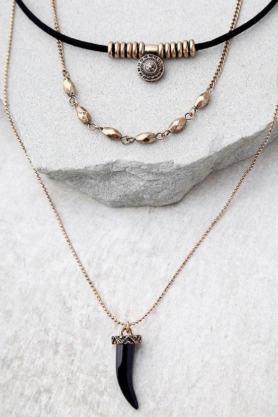 Boho Gold and Black Necklace - Layered Choker Necklace - $16.00 - Lulus