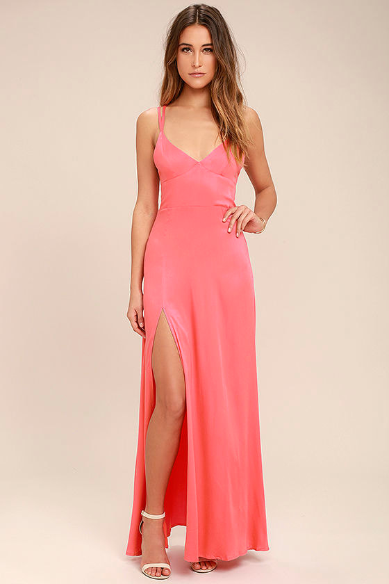 Sexy Coral Pink Dress - Maxi Dress - Strappy Dress - $58.00 - Lulus