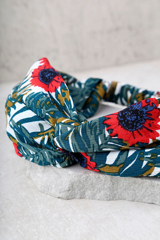 Soul and Inspiration Red and Green Floral Print Headband