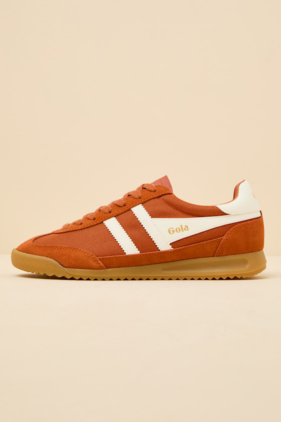 Tornado Moody Orange Color Block Suede Leather Sneakers 1