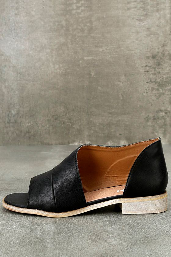 Shania Black D'Orsay Peep-Toe Flats 2