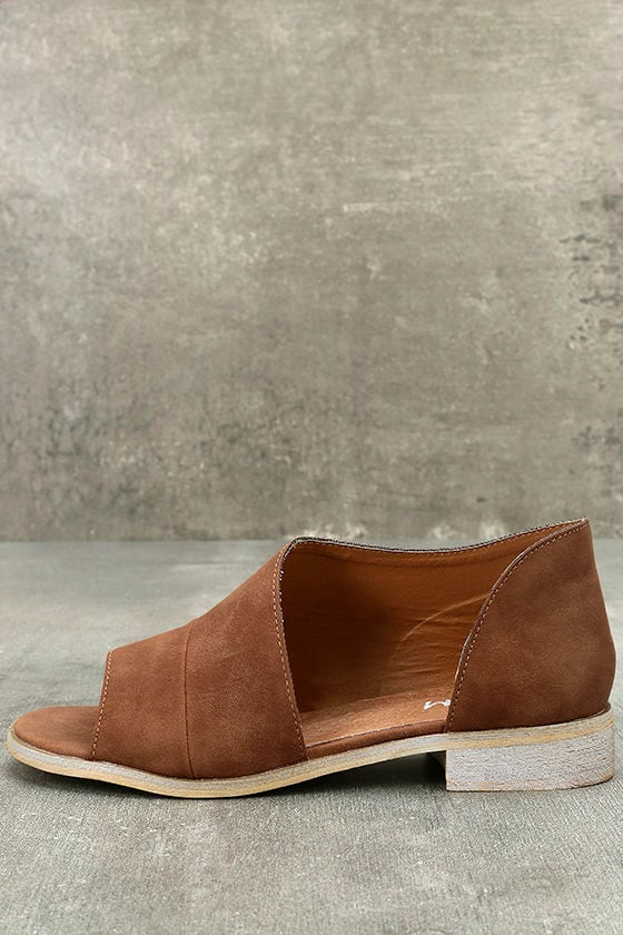 brown leather d orsay flats