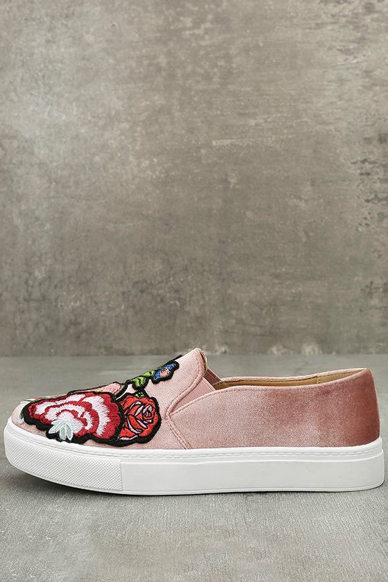 Dirty Laundry Jiana Rose Velvet Embroidered Slip-On Sneakers 1