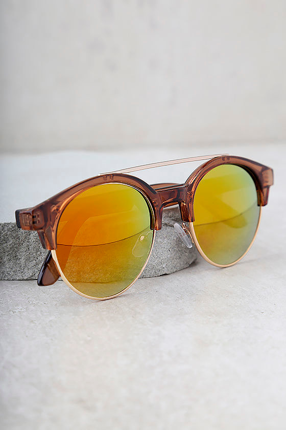 Fun Brown Sunglasses - Mirrored Sunglasses - Clear Sunglasses - $17.00