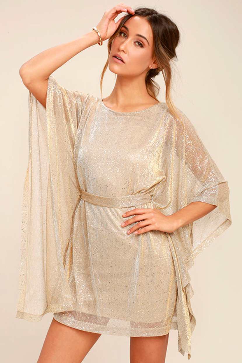knee length dresses for ladies Gold Metallic Bodycon Midi Dress Halter Neck main image 0