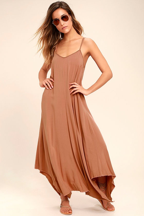 Others Follow Kiara Dress - Rusty Rose Dress - Handkerchief Hem Dress