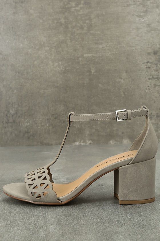 Janessa Stone Nubuck T-Strap Heels 2