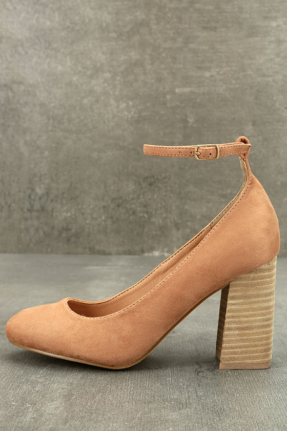 McKinley Nude Suede Ankle Strap Pumps 2