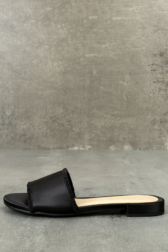Chinese Laundry Pattie Black Satin Slide Sandals 2