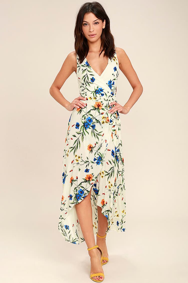 Lovely Ivory Floral Print Dress - Wrap Dress - High-Low Dress - $65.00 - Lulus Lovely Ivory Floral Print Dress - Wrap Dress - High-Low Dress - $65.00 - Lulus