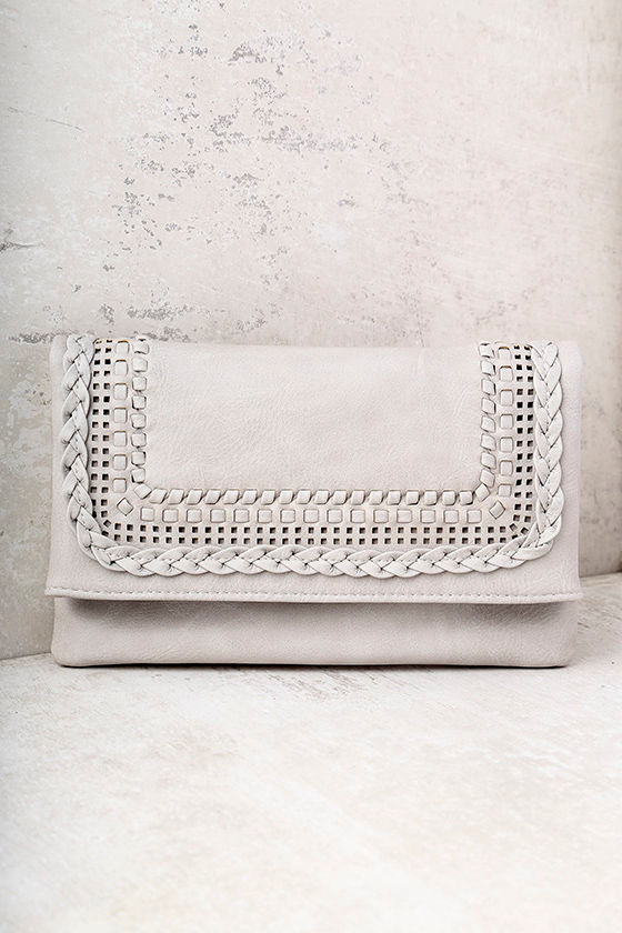 Cute Grey Clutch Woven Clutch Folded Clutch 29.00 Lulus
