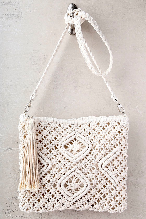 cream crochet bag