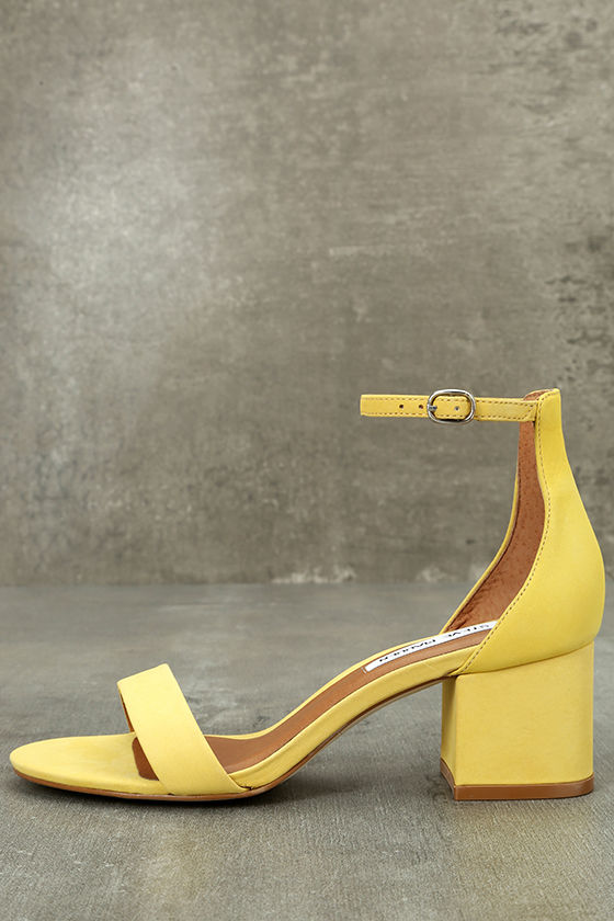 Steve Madden Irenee Yellow Nubuck Leather Ankle Strap Heels 2