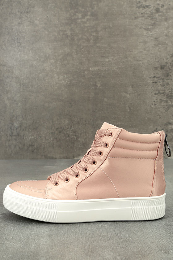 Steve Madden Golly Blush Satin High-Top Sneakers 1
