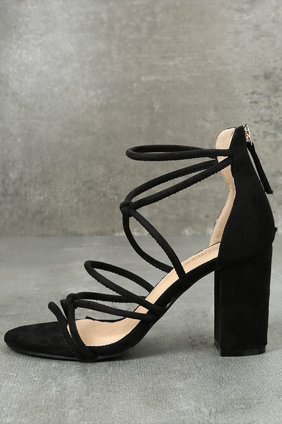 cheap black ankle strap heels