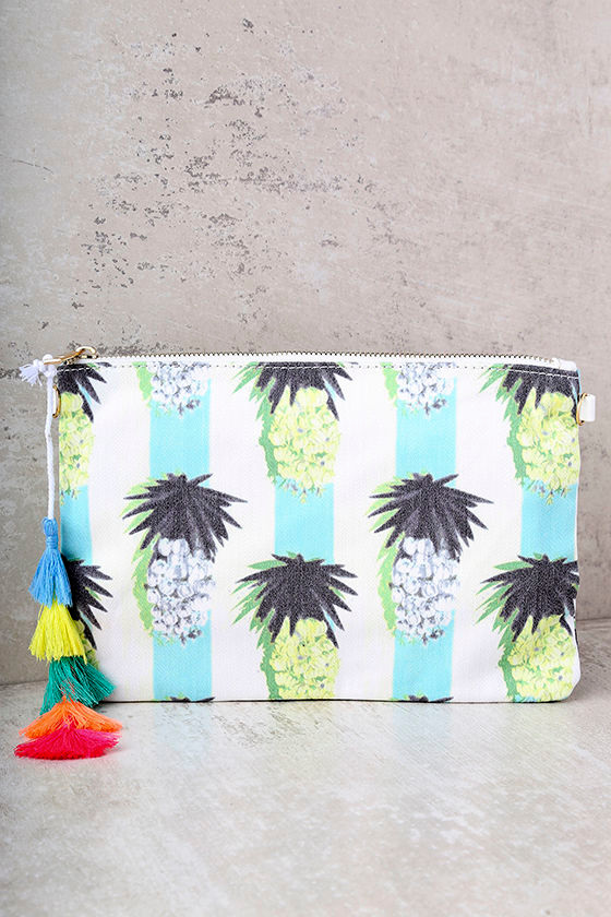 Colada Ivory Pineapple Print Clutch 2