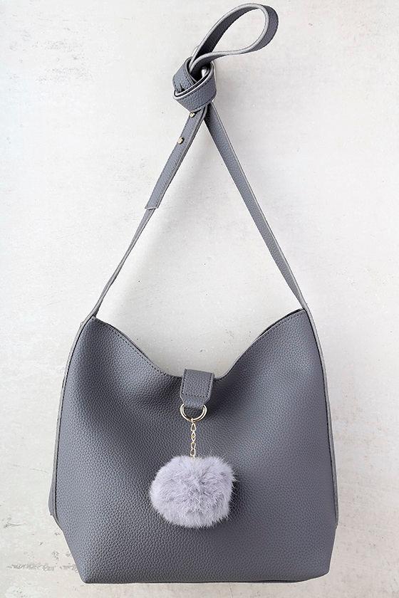 Cute Dark Grey Purse Crossbody Purse Crossbody Tote FlatBottom