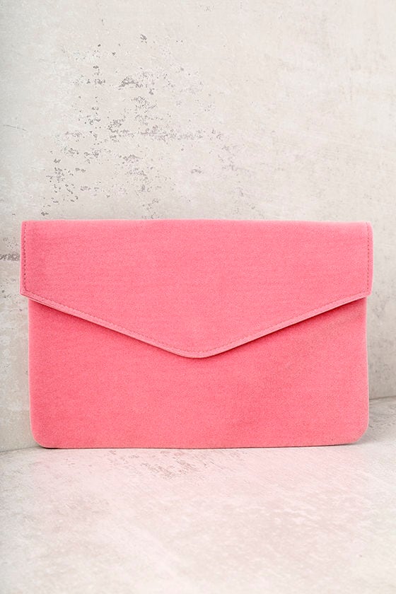 Daily To-Do Pink Velvet Clutch