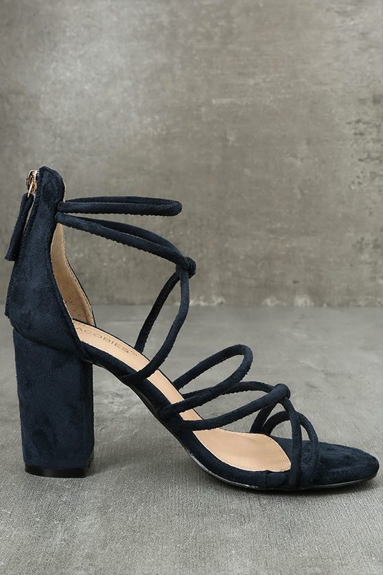 navy strap heels