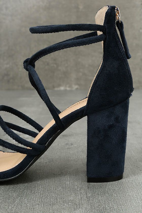 navy strap heels