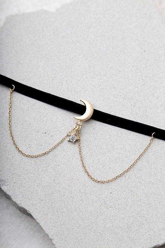 Shoot for the Stars Black and Gold Choker Necklace 2