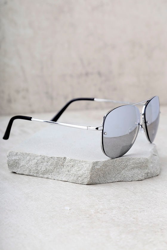 Chic Silver Sunglasses - Mirrored Sunglasses - Aviator Chic Silver Sunglasses - Mirrored Sunglasses - Aviator