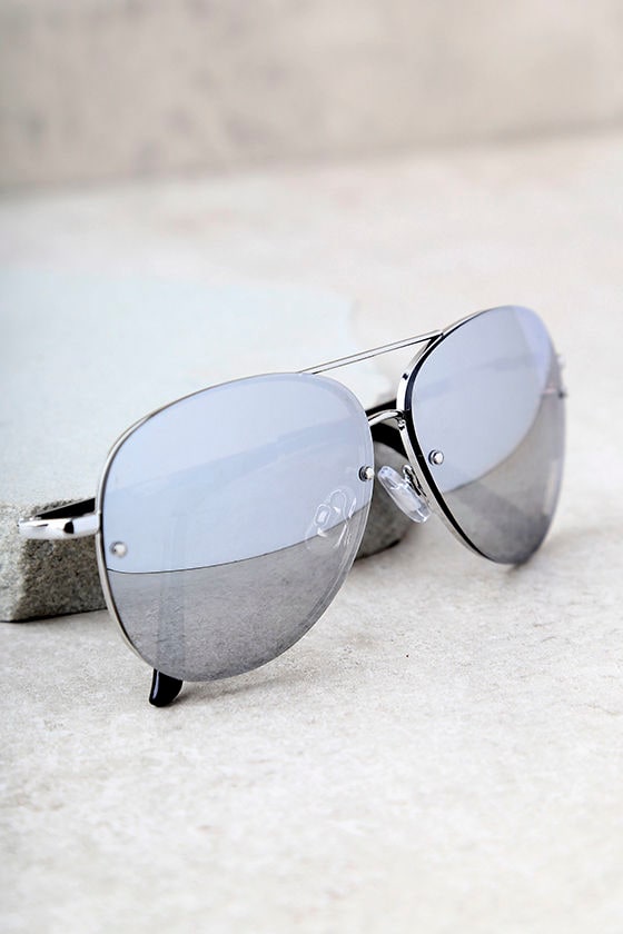 Chic Silver Sunglasses - Mirrored Sunglasses - Aviator Chic Silver Sunglasses - Mirrored Sunglasses - Aviator