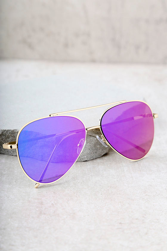 Perverse Bronson Gold and Purple Mirrored Aviator Sunglasses 2