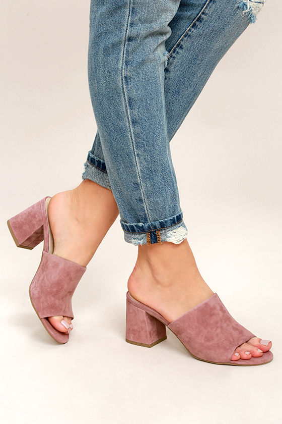 suede open toe mules