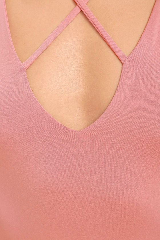Sexy Blush Pink Bodysuit Strappy Bodysuit Sleeveless Bodysuit 3400