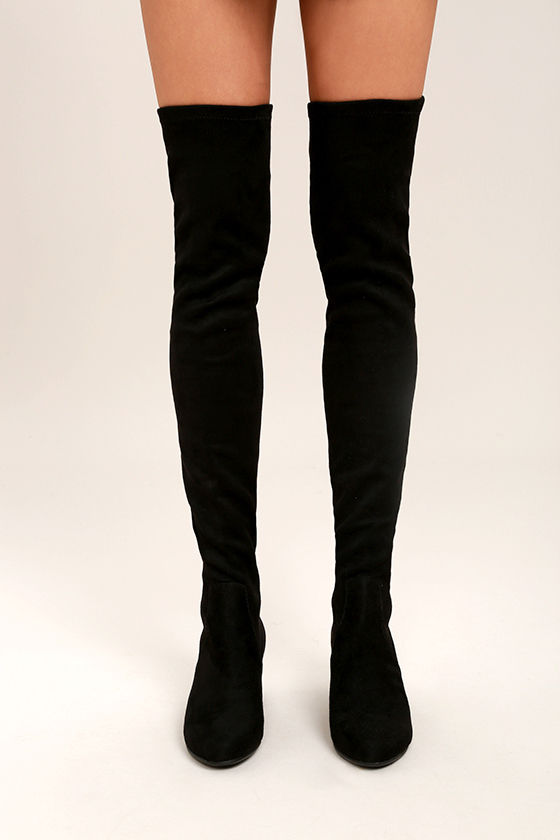 Steve Madden Isaac Black Suede Over the Knee Boots