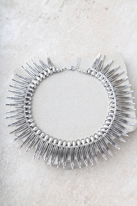 Rise and Soar Silver Feather Choker Necklace