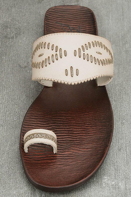 off white flat sandals