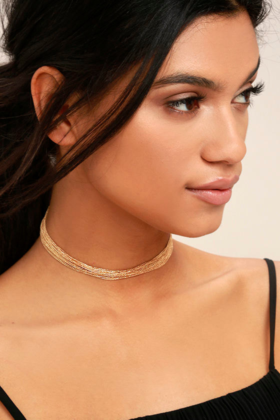 Lovely Gold Choker - Beaded Choker Necklace - Gold Layered Choker