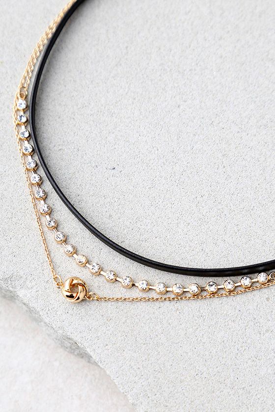 Shine for You Black and Gold Choker Necklace Set 2