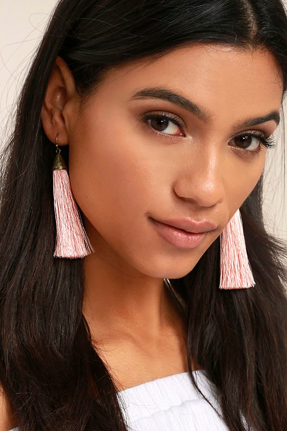 Cute Pink Earrings Tassel Earrings Fringe Earrings 18.00 Lulus