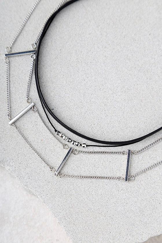Chic Black and Silver Necklace - Necklace Set - Choker Necklaces - $15. ...